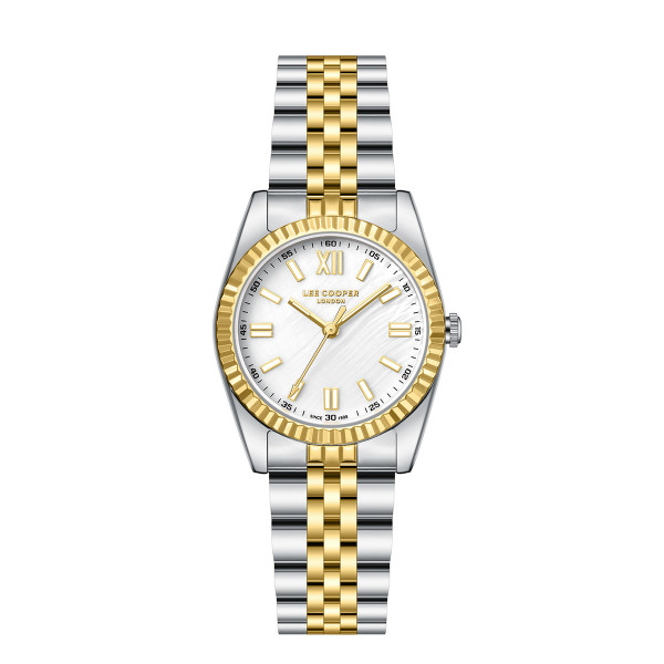 Γυναικείο ρολόι Lee Cooper LC08303.220 με δίχρωμο μπρασελέ και φίλντισι καντράν