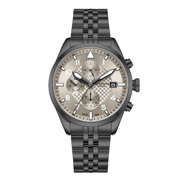 Ανδρικό ρολόι Lee Cooper LC08318.060 με ανθρακί μπρασελέ και καφέ καντράν