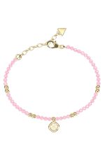GUESS STEEL JAIPUR SPLENDOR JUBB06147JWYGRSL Βραχιόλι Με Ροζ Χάντρες Και Κρεμαστό Λογότυπο
