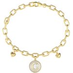 GUESS STEEL G TALISMAN JUBB06197JWYGL Βραχιόλι Χρυσό Με Καρδιές Και Λογότυπο Με Πέτρες