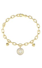 GUESS STEEL G TALISMAN JUBB06197JWYGL Βραχιόλι Χρυσό Με Καρδιές Και Λογότυπο Με Πέτρες