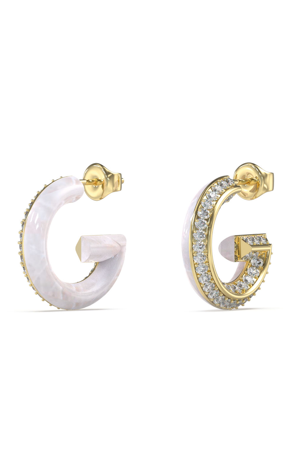 JUBE05436JWYGWHT GUESS STEEL G CRYSTAL JUBE05436JWYGWHT/U Σκουλαρίκια Δίχρωμα Με Πέτρες