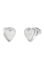 GUESS STEEL BY YOUR SIDE JUBE06080JWRHT/U Σκουλαρίκια Ασημένιες Καρδιές Με Πέτρες
