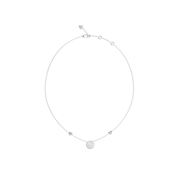 GUESS STEEL G TALISMAN JUBN06207JWRHT/U Κολιέ Ασημένιο Με Καρδιές Και Λογότυπο