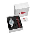 Ανδρικό ρολόι Lee Cooper LC08318.300 με ασημί μπρασελέ και γαλάζιο καντράν