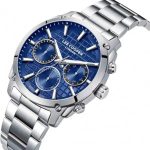 Ανδρικό ρολόι Lee Cooper LC08348.390 με ασημί μπρασελέ και μπλε καντράν