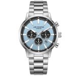 Ανδρικό ρολόι Lee Cooper LC08382.300 με ασημί μπρασελέ και μπλε καντράν