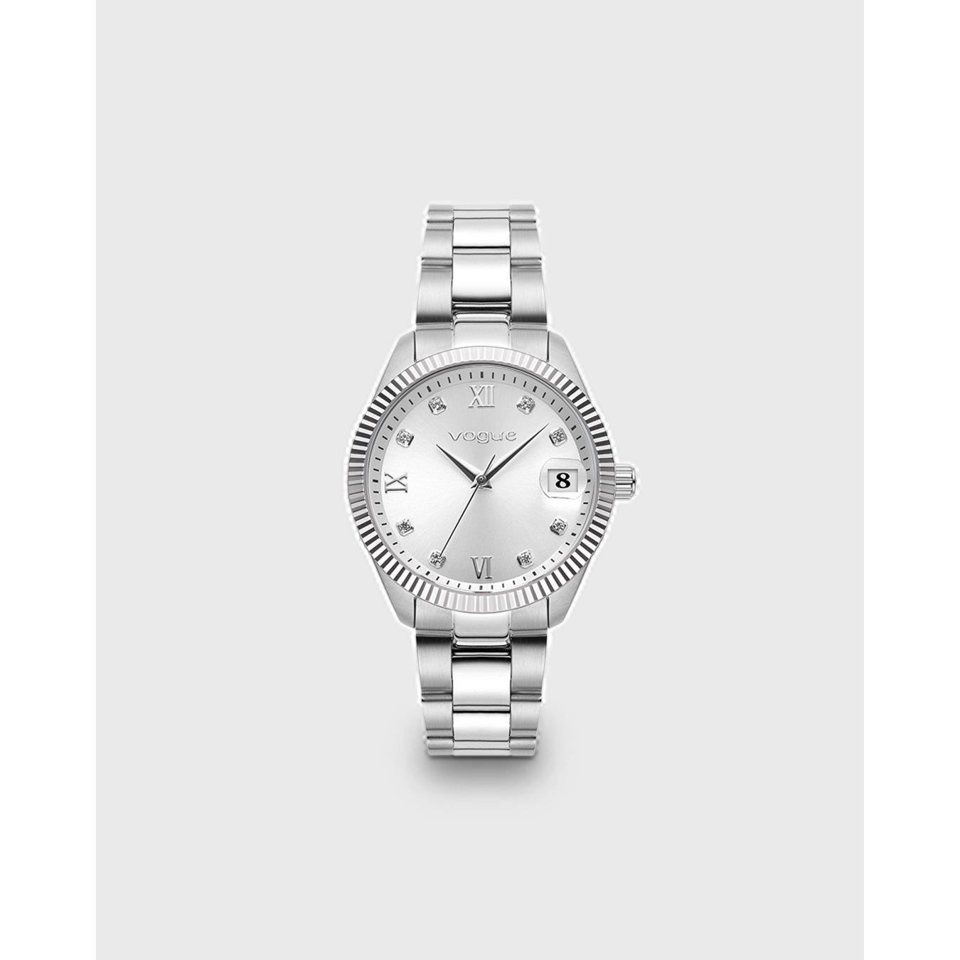 2020614285 Γυναικείο ρολόι VOGUE REINA MEDIUM 2020614285 με ασημί μπρασελέ και ασημί καντράν