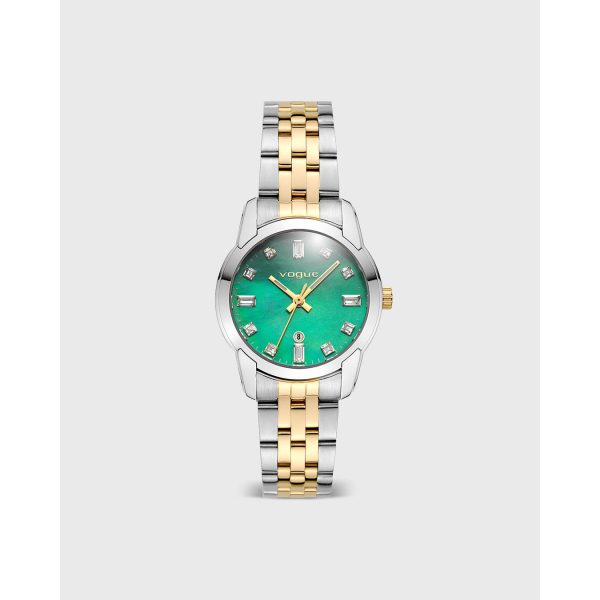 Γυναικείο ρολόι VOGUE LYDIA 2020616562 με δίχρωμο μπρασελέ και πράσινο φιλντισένιο καντράν