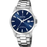 Ρολόι Festina F20024/3 ελβετικό με λευκό μπρασελέ και μπλε καντράν