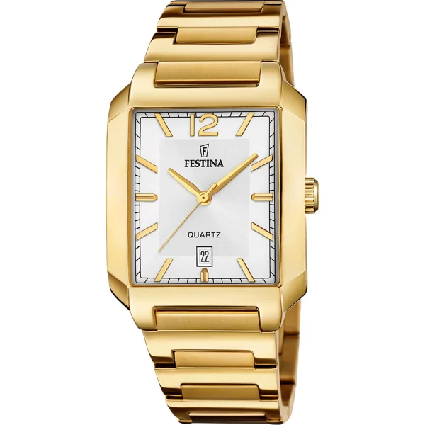 Ρολόι Festina F20678/2 από ανοξείδωτο ατσάλι σε χρυσό χρώμα και λευκό καντράν
