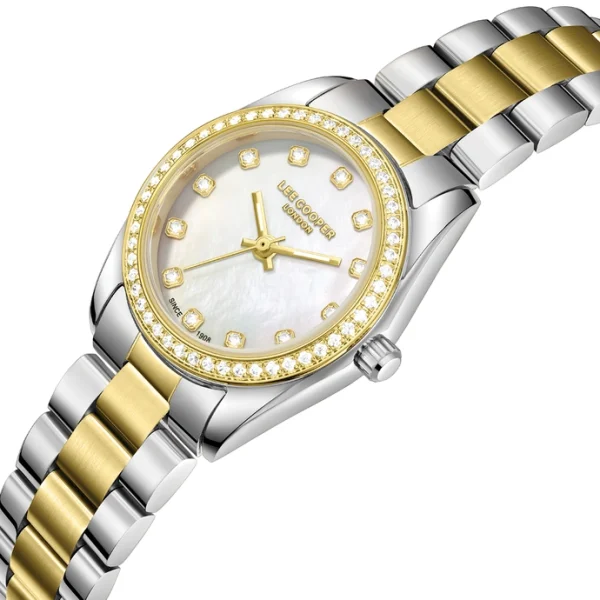Γυναικείο ρολόι Lee Cooper LC08155.220 με δίχρωμο μπρασελέ και φίλντισι καντράν