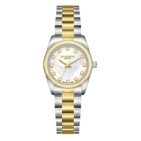 Γυναικείο ρολόι Lee Cooper LC08155.220 με δίχρωμο μπρασελέ και φίλντισι καντράν