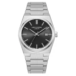 Ανδρικό ρολόι Lee Cooper LC08196.350 με ασημί μπρασελέ και μαύρο καντράν