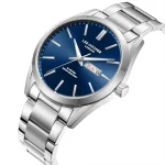 Ανδρικό ρολόι Lee Cooper LC08340.390 με ασημί μπρασελέ και μπλε καντράν