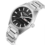 Ανδρικό ρολόι Lee Cooper LC08363.350 με ασημί μπρασελέ και μαύρο καντράν