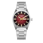 Ανδρικό ρολόι Lee Cooper LC08363.380 με ασημί μπρασελέ και κόκκινο καντράν