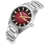 Ανδρικό ρολόι Lee Cooper LC08363.380 με ασημί μπρασελέ και κόκκινο καντράν