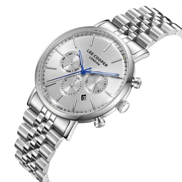 Ανδρικό ρολόι Lee Cooper LC08372.330 με ασημί μπρασελέ και ασημί καντράν