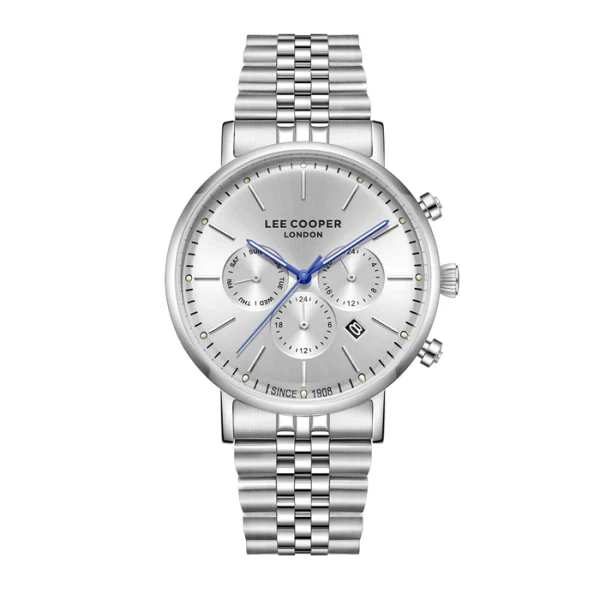 Ανδρικό ρολόι Lee Cooper LC08372.330 με ασημί μπρασελέ και ασημί καντράν