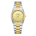 Γυναικείο ρολόι Lee Cooper LC08375.210 με δίχρωμο μπρασελέ και χρυσό καντράν