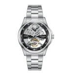 Ανδρικό αυτόματο ρολόι Lee Cooper LC08383.350 με ασημί μπρασελέ και μαύρο καντράν