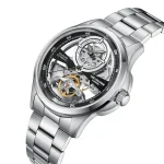 Ανδρικό αυτόματο ρολόι Lee Cooper LC08383.350 με ασημί μπρασελέ και μαύρο καντράν